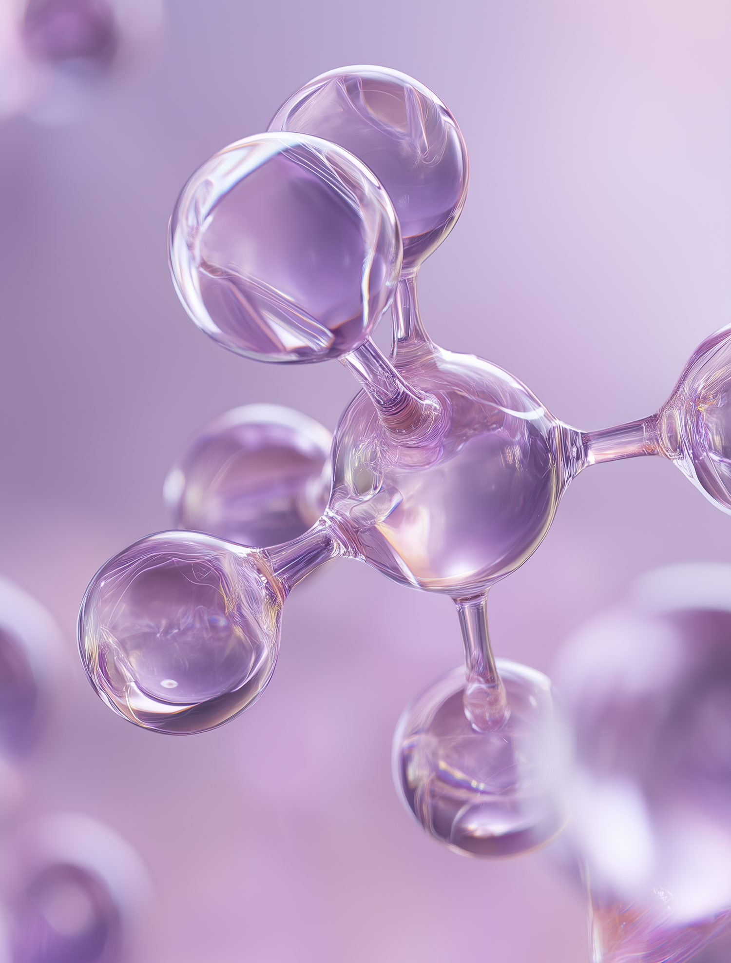 Molecular structure model with a purple gradient background